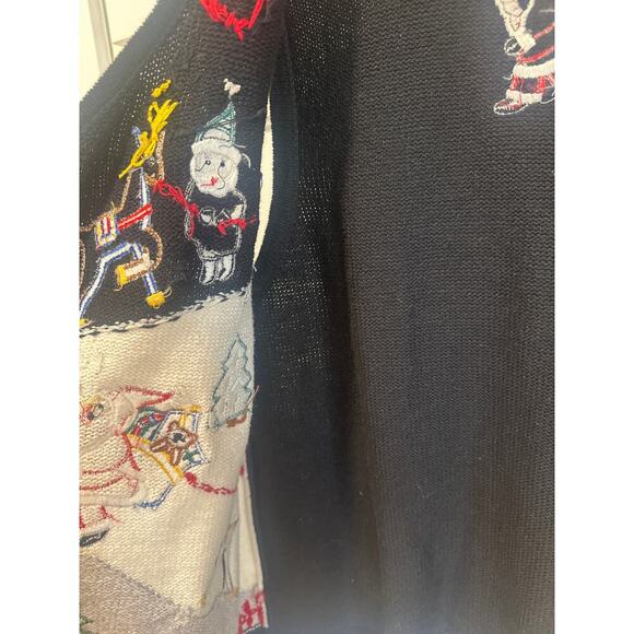 Vintage Santa Christmas vest embellished 90’s ugly holiday beaded cotton ramie - Picture 7 of 7